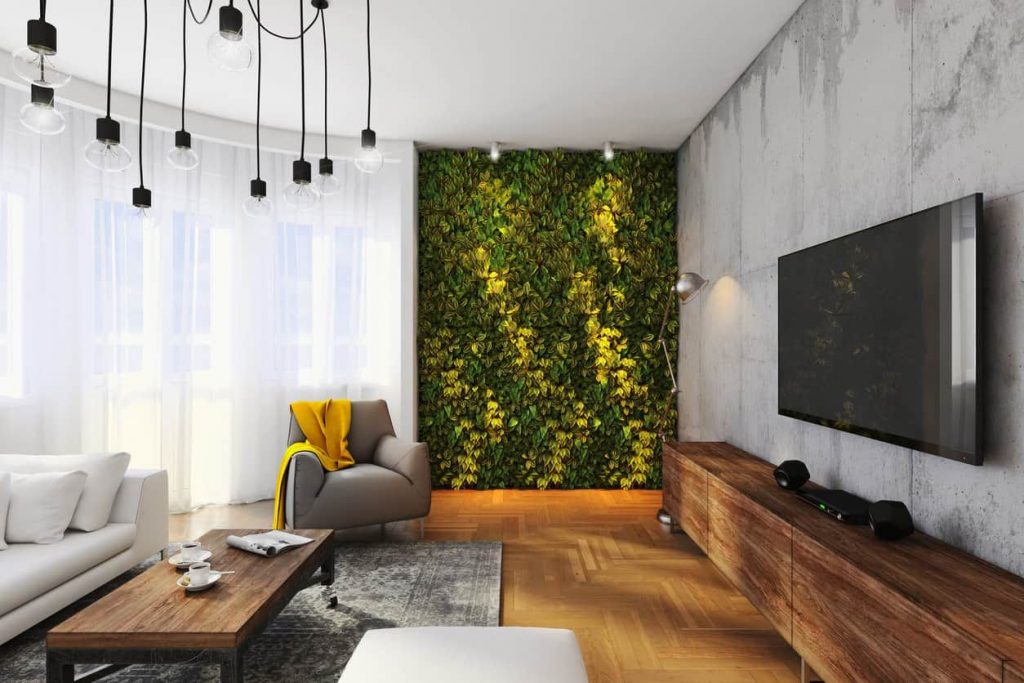 Những mảng tường phủ đầy cây xanh là một trong những xu hướng thiết kế nội thất